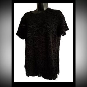 Teddi Rose Ladies Lace Top Black - Size L